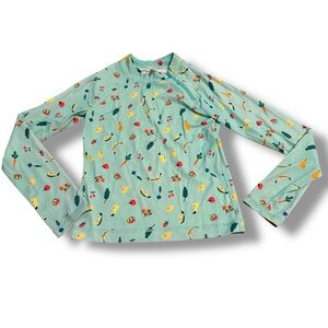 Hanna Andersson Rash Guard Kids’ Size‎ 12 Tidepool Blue Fruit Print Long Sleeve